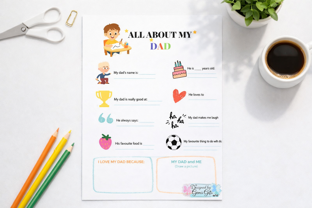 Printable Questionnaire "All About my Dad"
