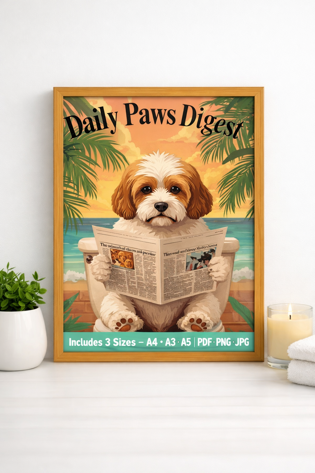 Daily Paws Digest – Funny Dog Bathroom Wall Art Printable