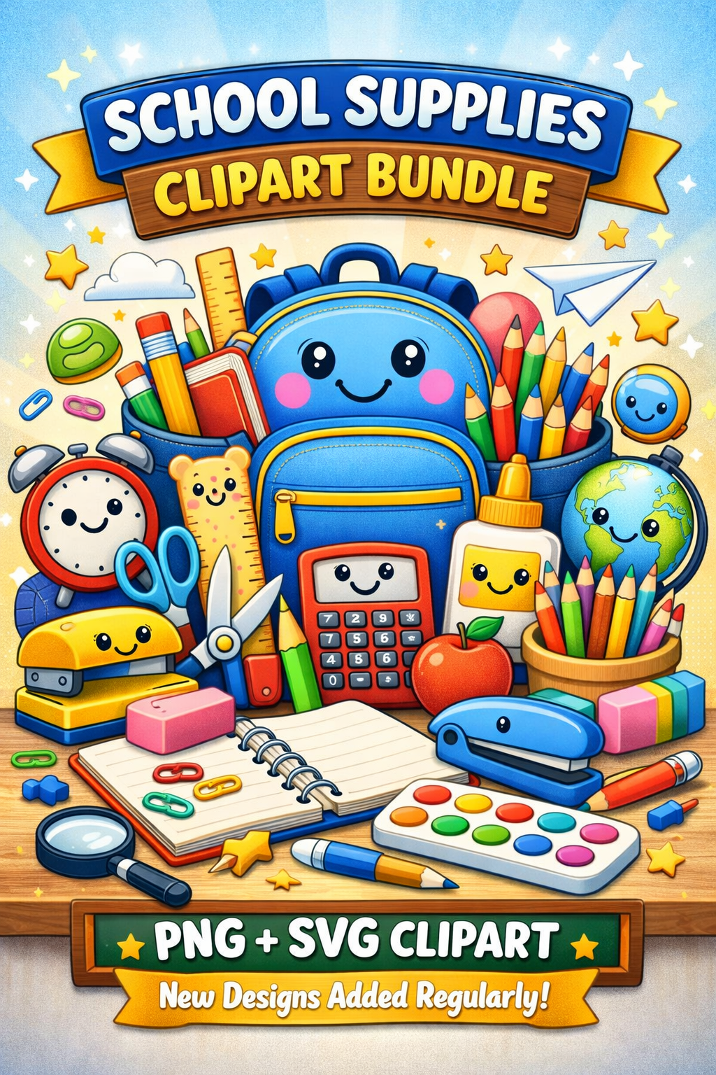 School Supplies Clipart Collection 2026 — Ever‑Growing Digital Bundle
